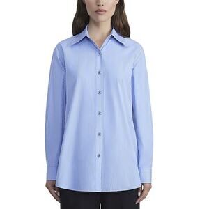 NWT Lafayette 148 New York Women's Blue Striped Button-Down Shirt, Size XS